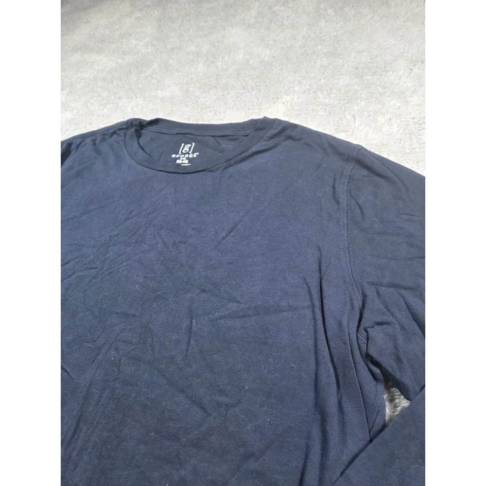 George Mens Long Sleeve Crewneck T-Shirt Navy Blue Size Large Cotton Tee - Picture 1 of 6